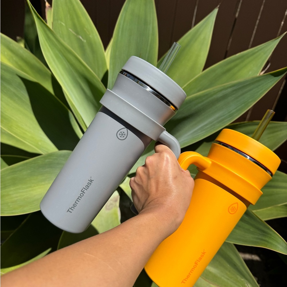 ThermoFlask Gray and Orange Insulated Tumblers